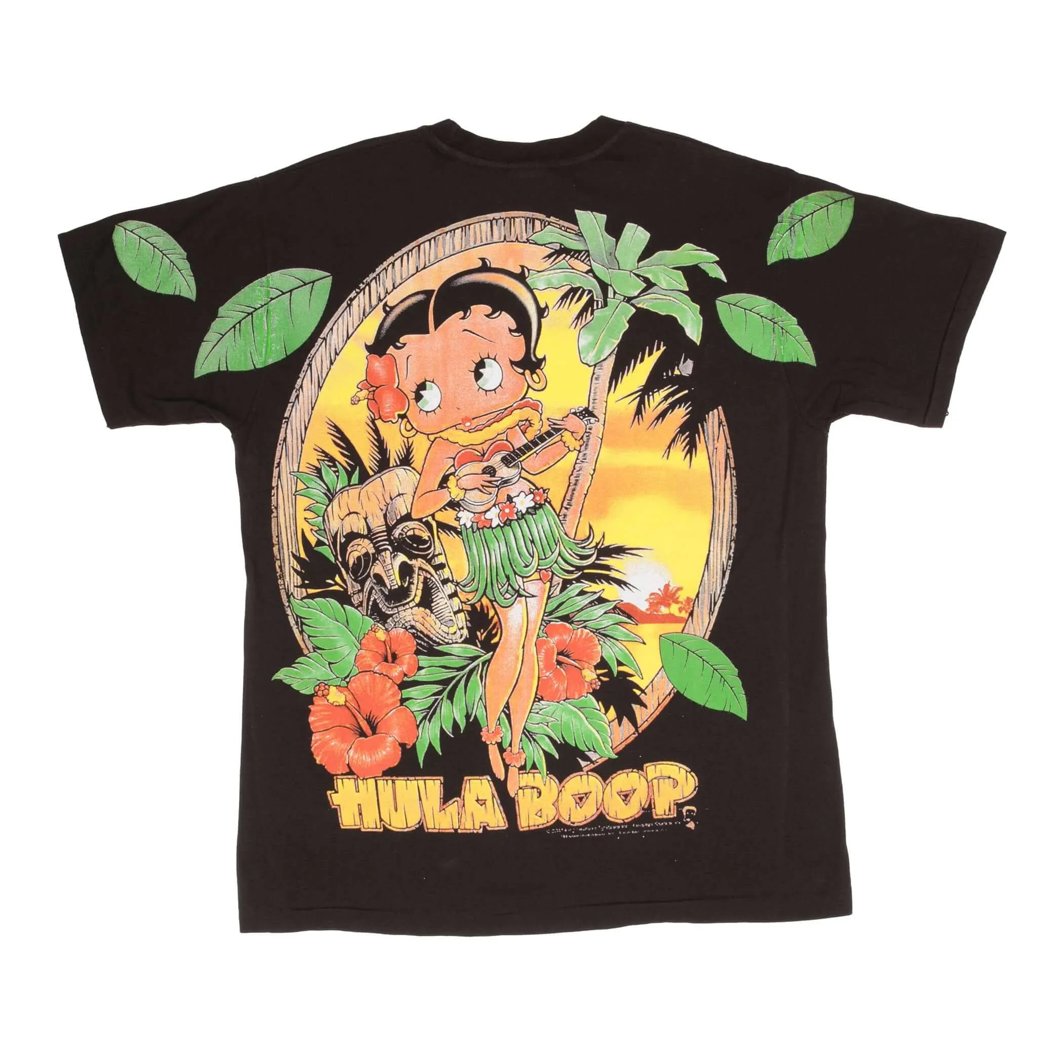 BOOTLEG BETTY BOOP LUAU LADY ALL OVER PRINT TEE SHIRT SIZE XL SINGLE STITCH