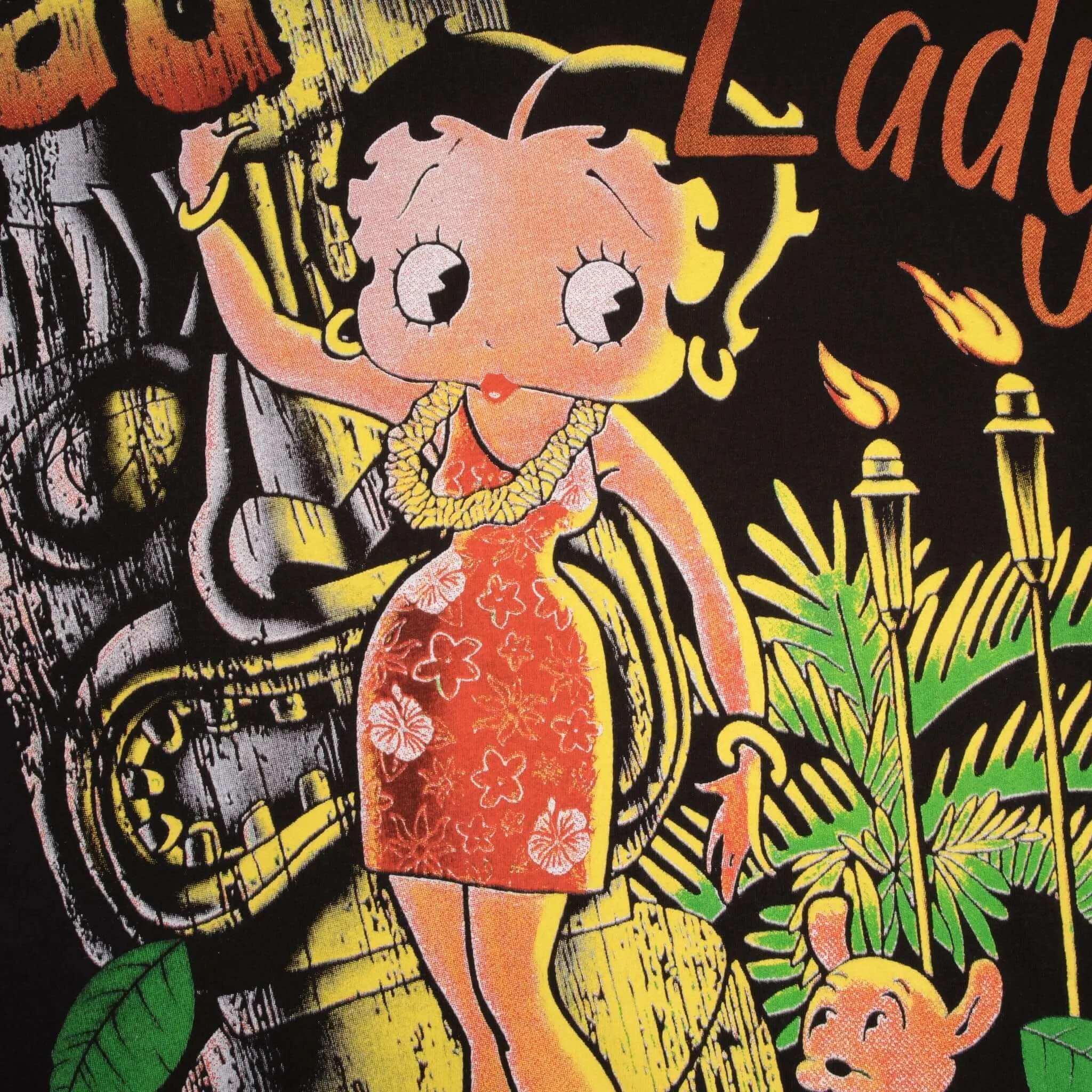 BOOTLEG BETTY BOOP LUAU LADY ALL OVER PRINT TEE SHIRT SIZE XL SINGLE STITCH