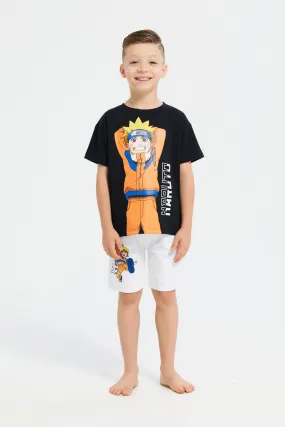 Boys Black And White Naruto Oversize Pyjama Set (2 Piece)