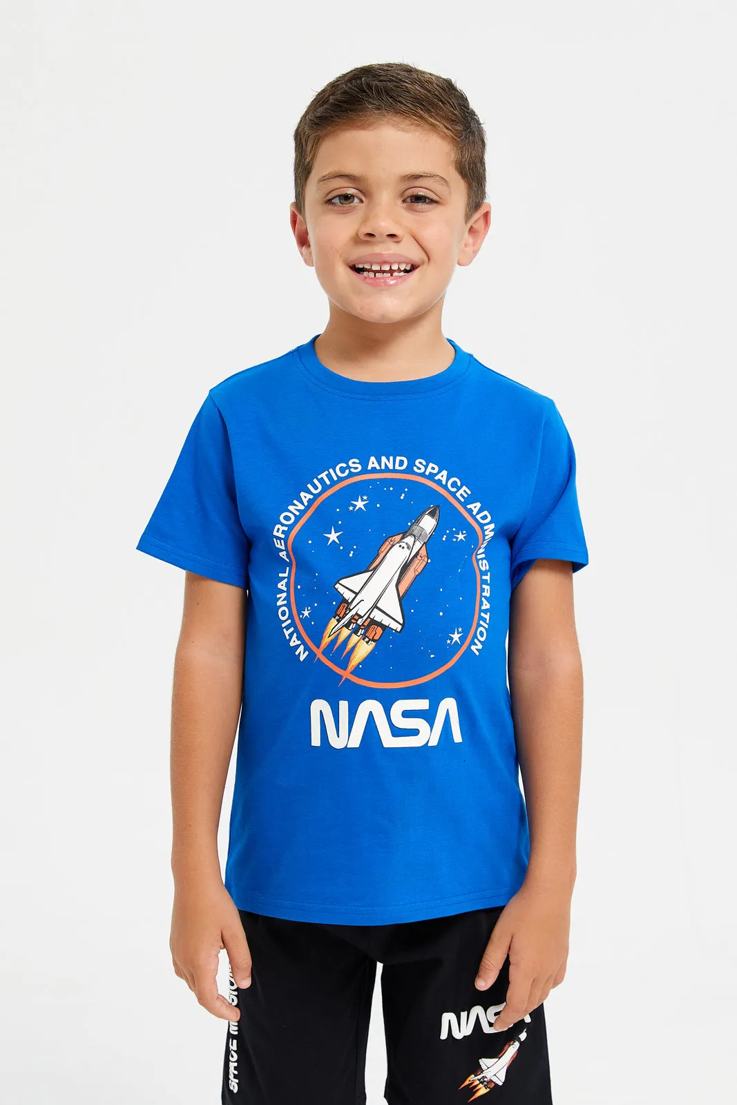 Boys Blue And Black Nasa Pyjama Set (2 Piece)