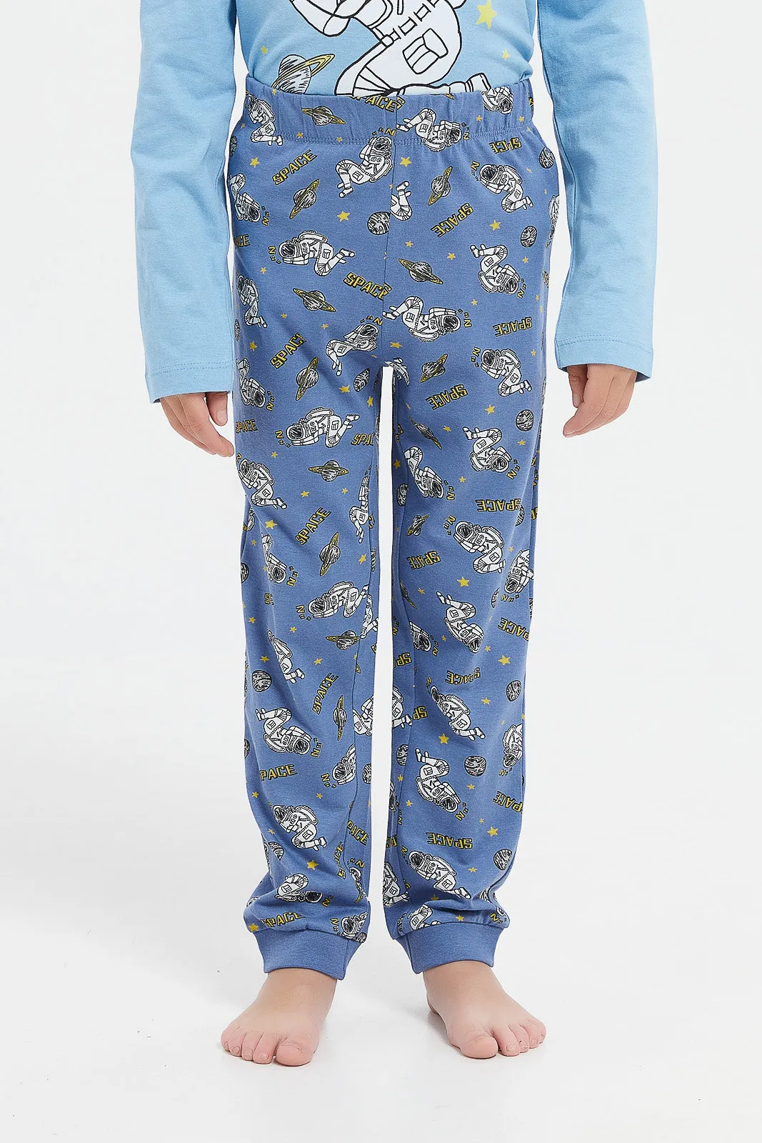 Boys Blue Printed Pyjama Set (2 Piece)