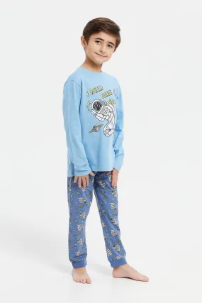 Boys Blue Printed Pyjama Set (2 Piece)