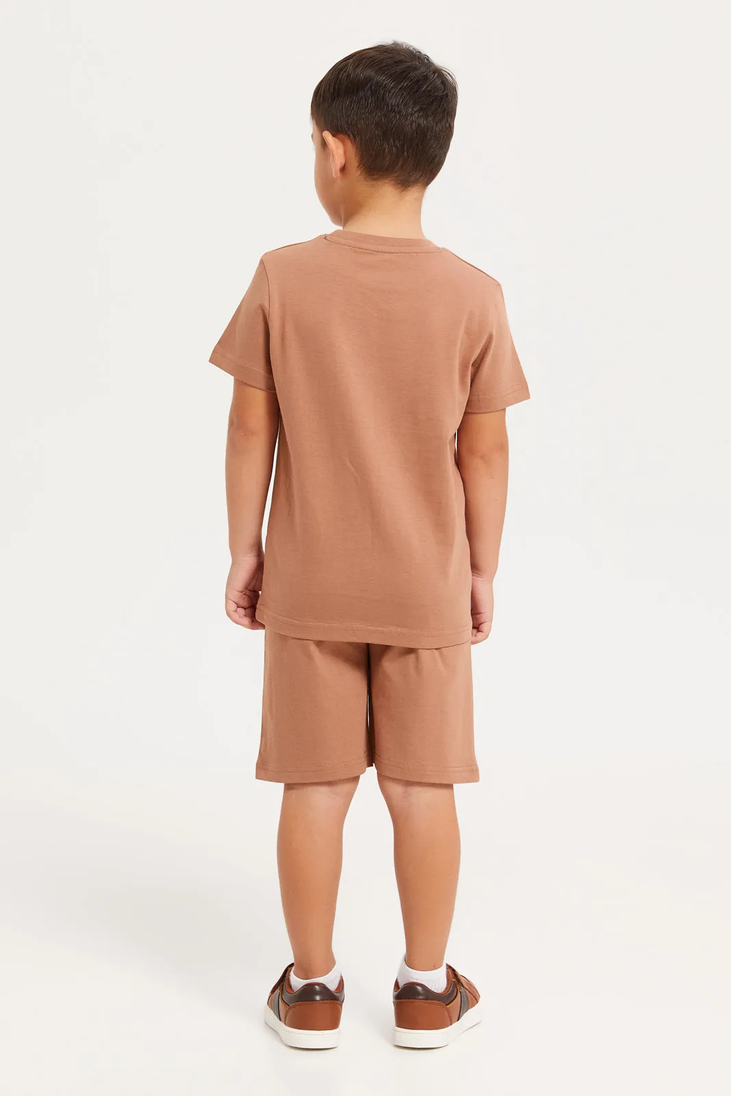 Boys Brown Printed Pyjama Set (2 Piece)