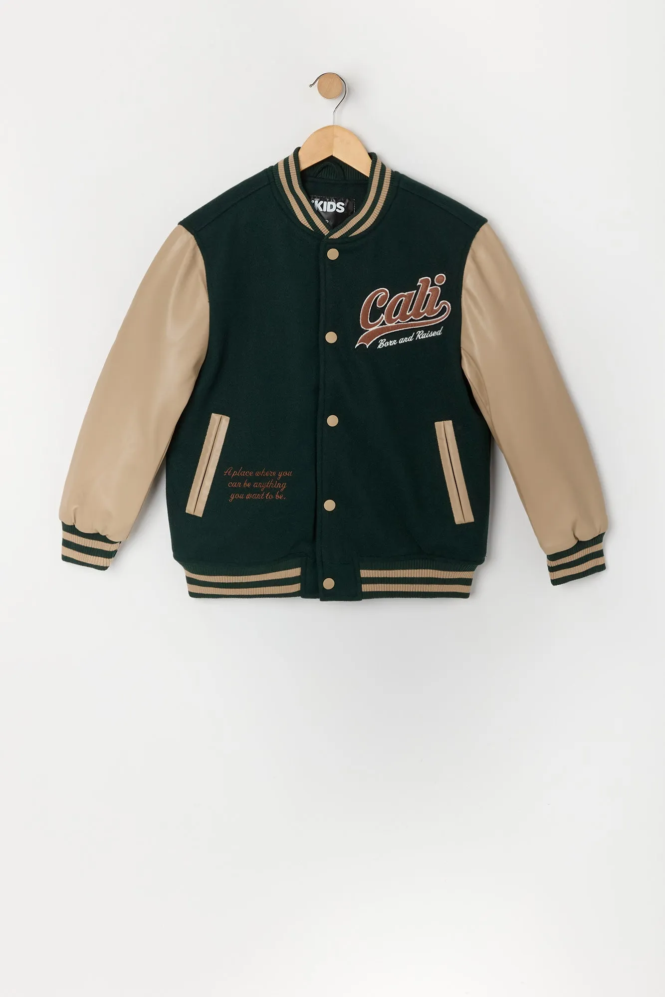 Boys Embroidered Fleece Varsity Jacket