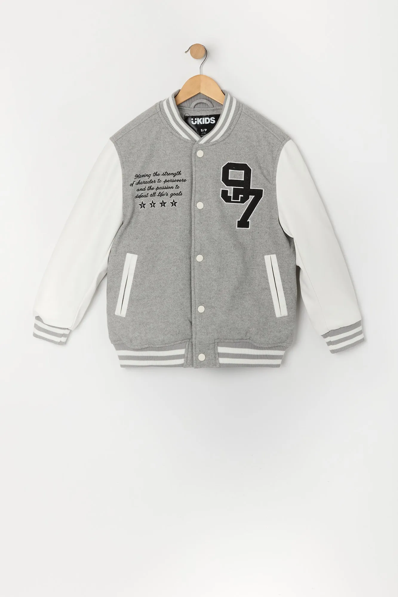 Boys Embroidered Fleece Varsity Jacket