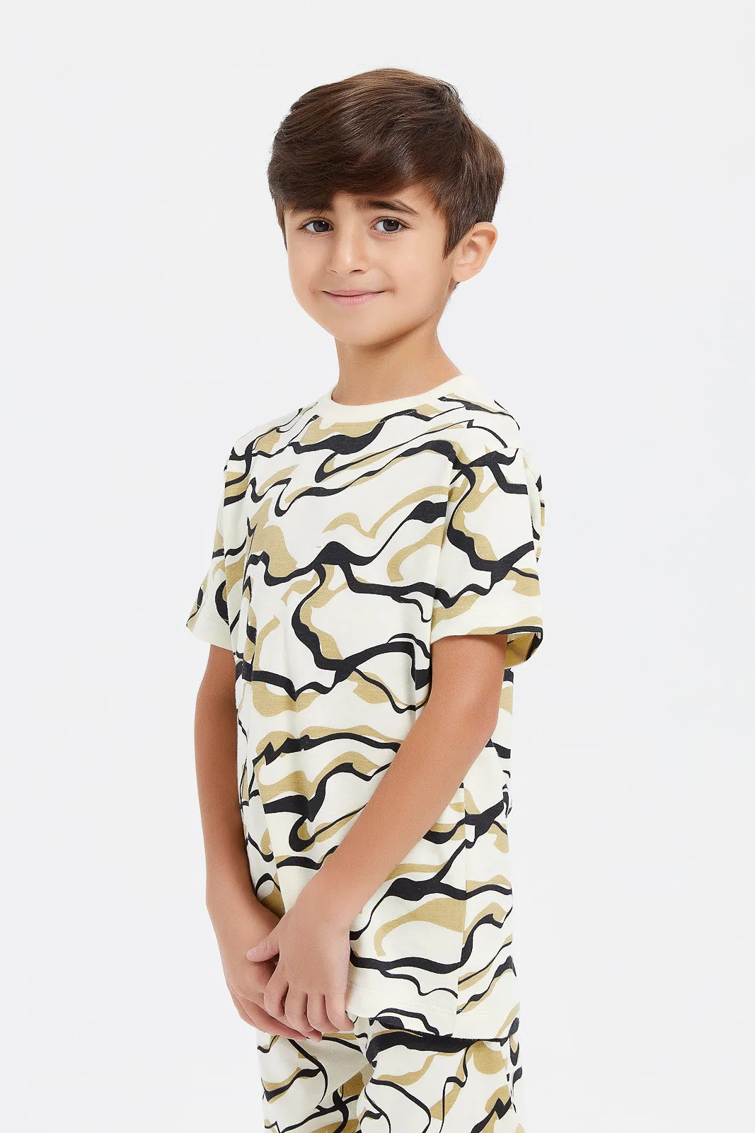 Boys Green Printed Pyjama Set (2 Piece)