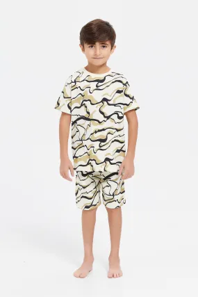 Boys Green Printed Pyjama Set (2 Piece)