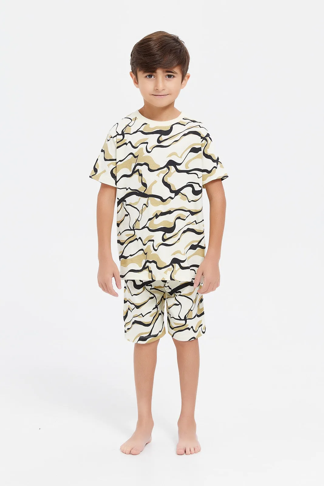 Boys Green Printed Pyjama Set (2 Piece)