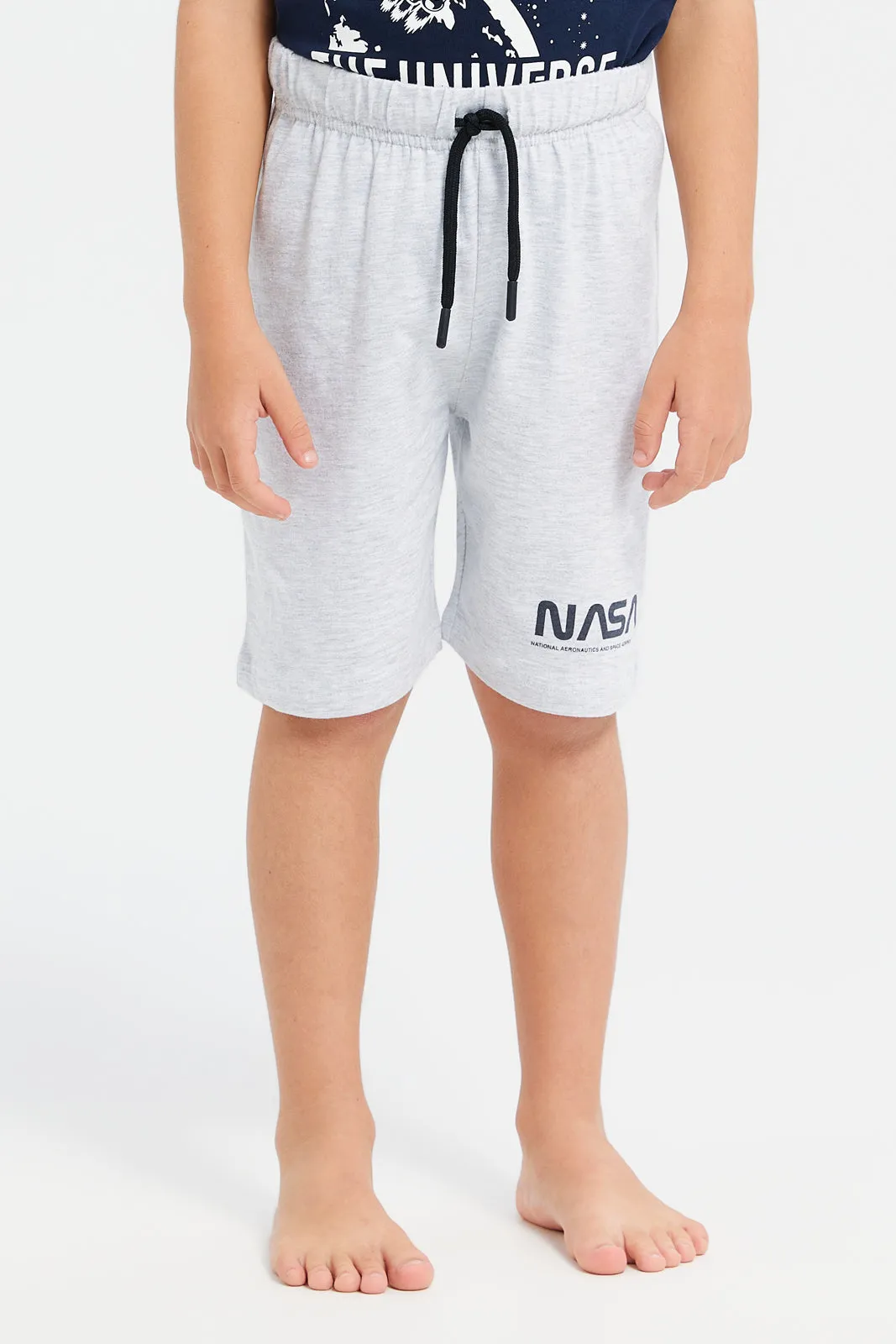 Boys Navy And Grey Nasa Print Pyjama Set (2 Piece)