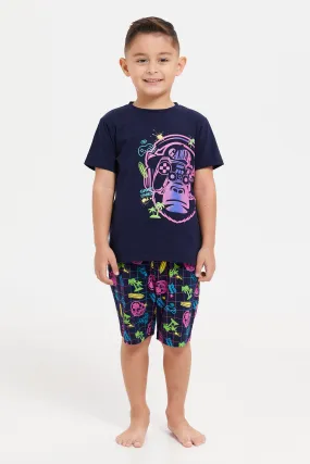 Boys Navy Game Over Printed Pyjama Set (2 Piece)