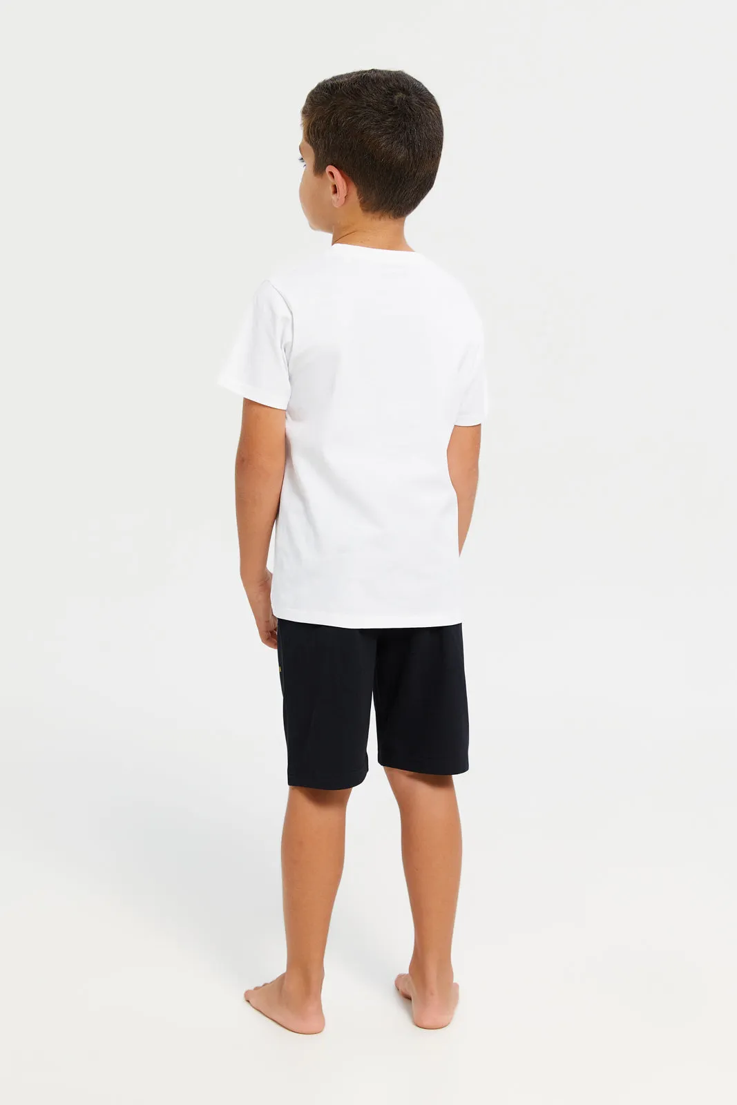 Boys White And Black Nasa Pyjama Set (2 Piece)