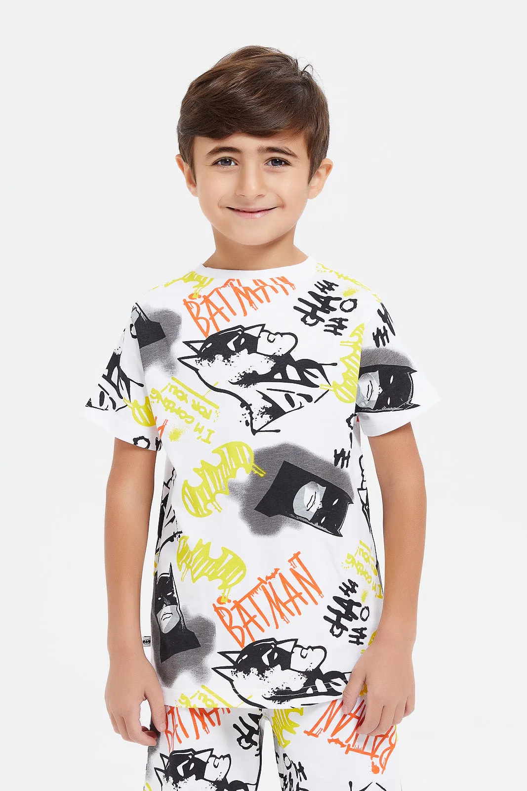 Boys White Batman Pyjama Set (2 Piece)