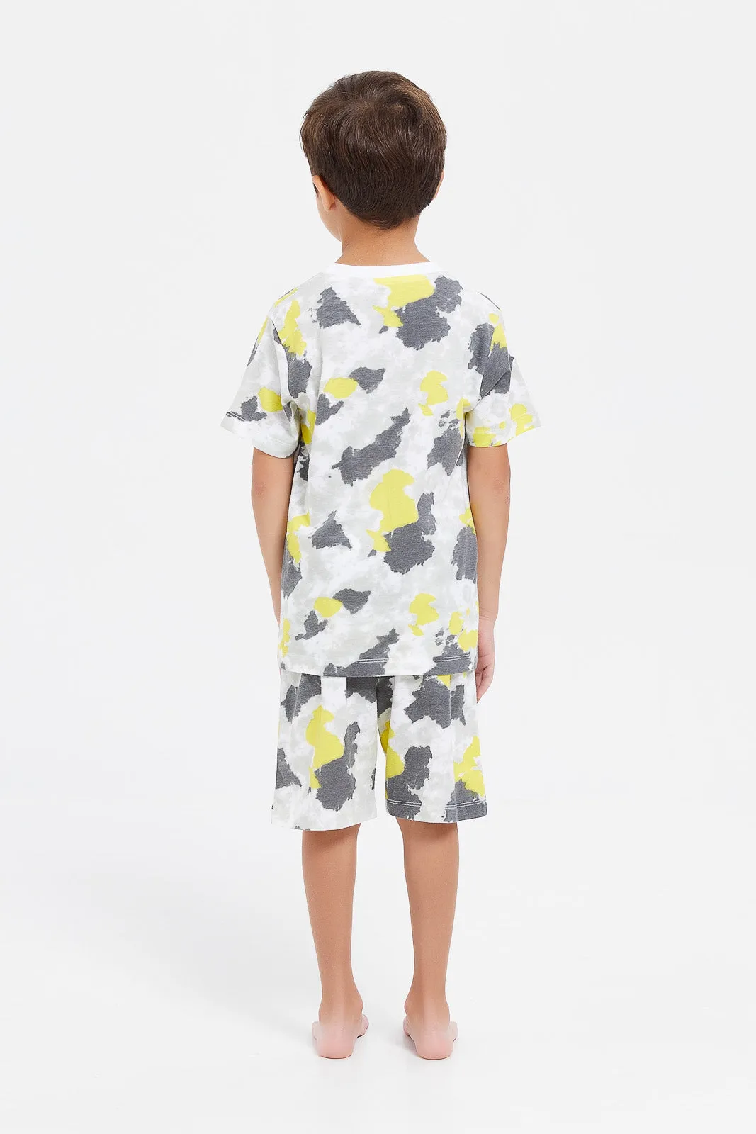 Boys White Printed Pyjama Set (2 Piece)