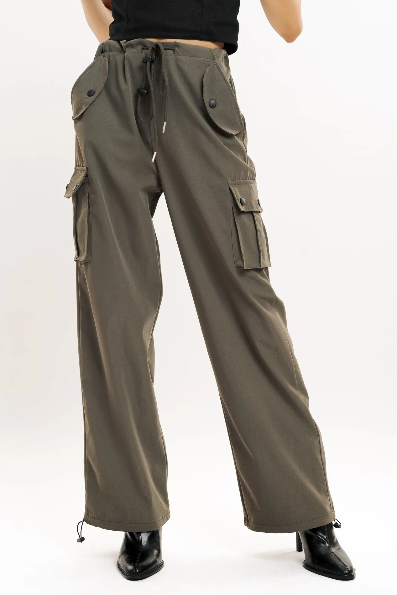 Brown Wide Leg Cargo Trouser