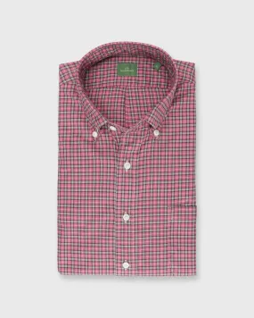 Button-Down Sport Shirt in Pink/Oat/Charcoal Plaid Twill