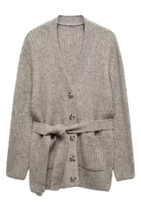 Buttoned ribbed cardigan