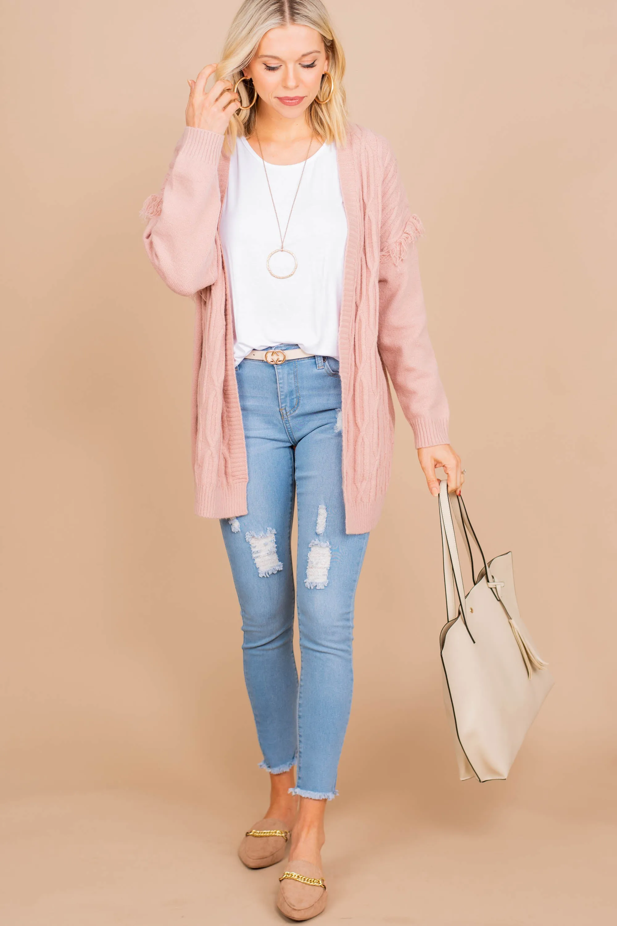 Call For Fun Pink Fringe Cardigan