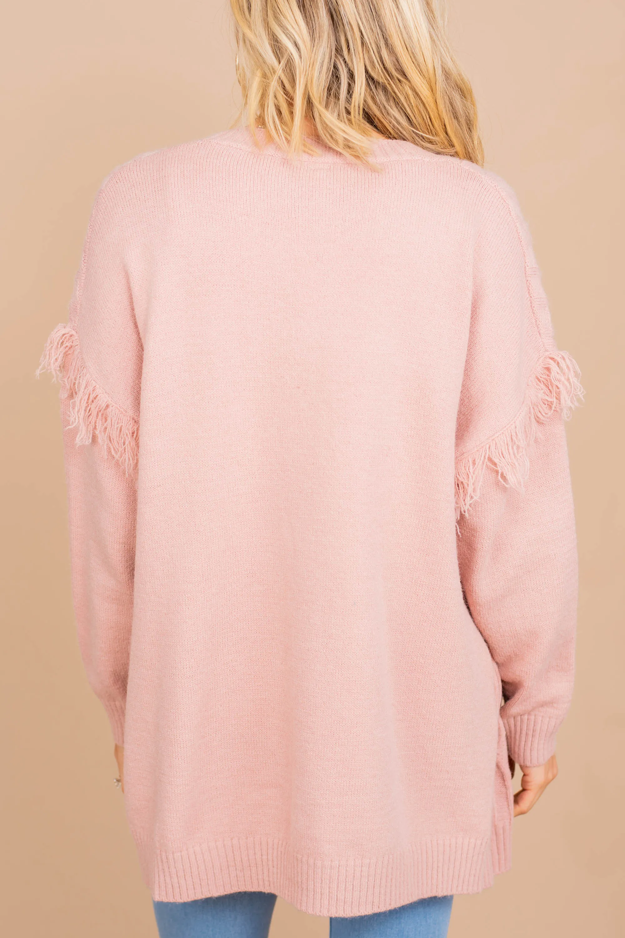 Call For Fun Pink Fringe Cardigan