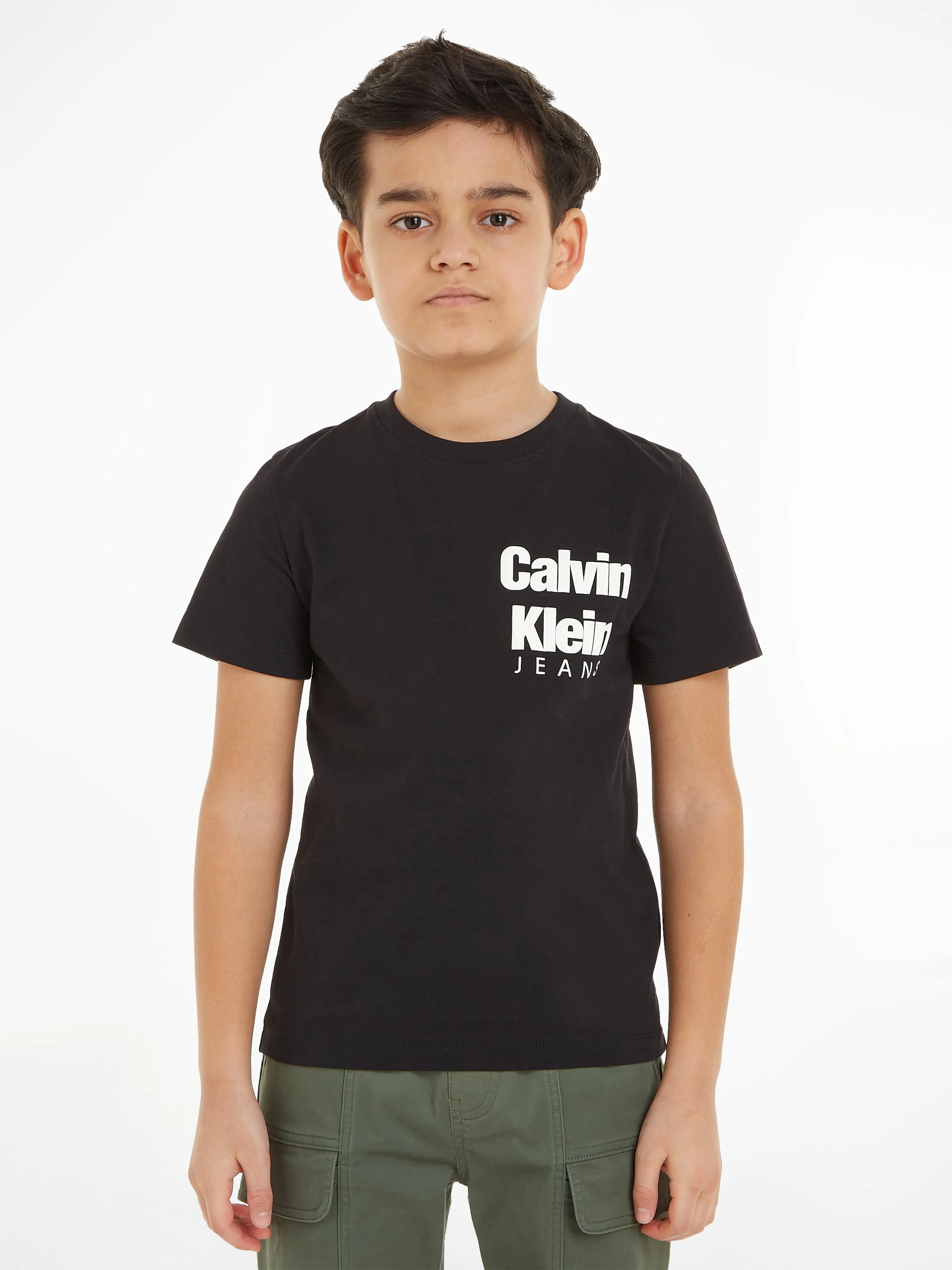 Calvin Klein Boys Mini Blown-Up Logo T-Shirt in Black