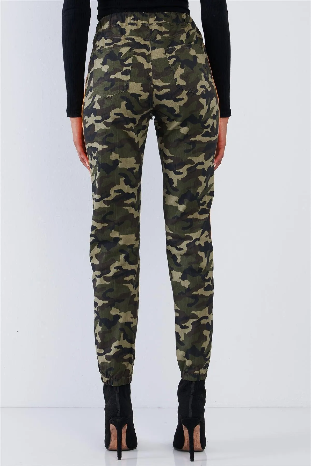 Camo High Waisted Draw String Cargo Pants