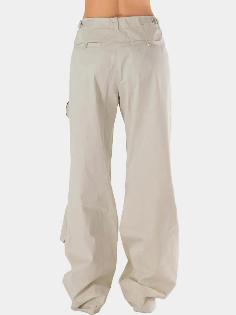 Cargo Pocket Utility Pants in Off-White