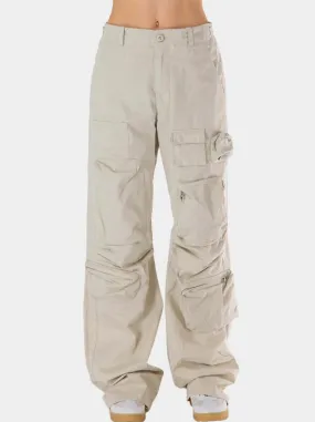 Cargo Pocket Utility Pants in Off-White