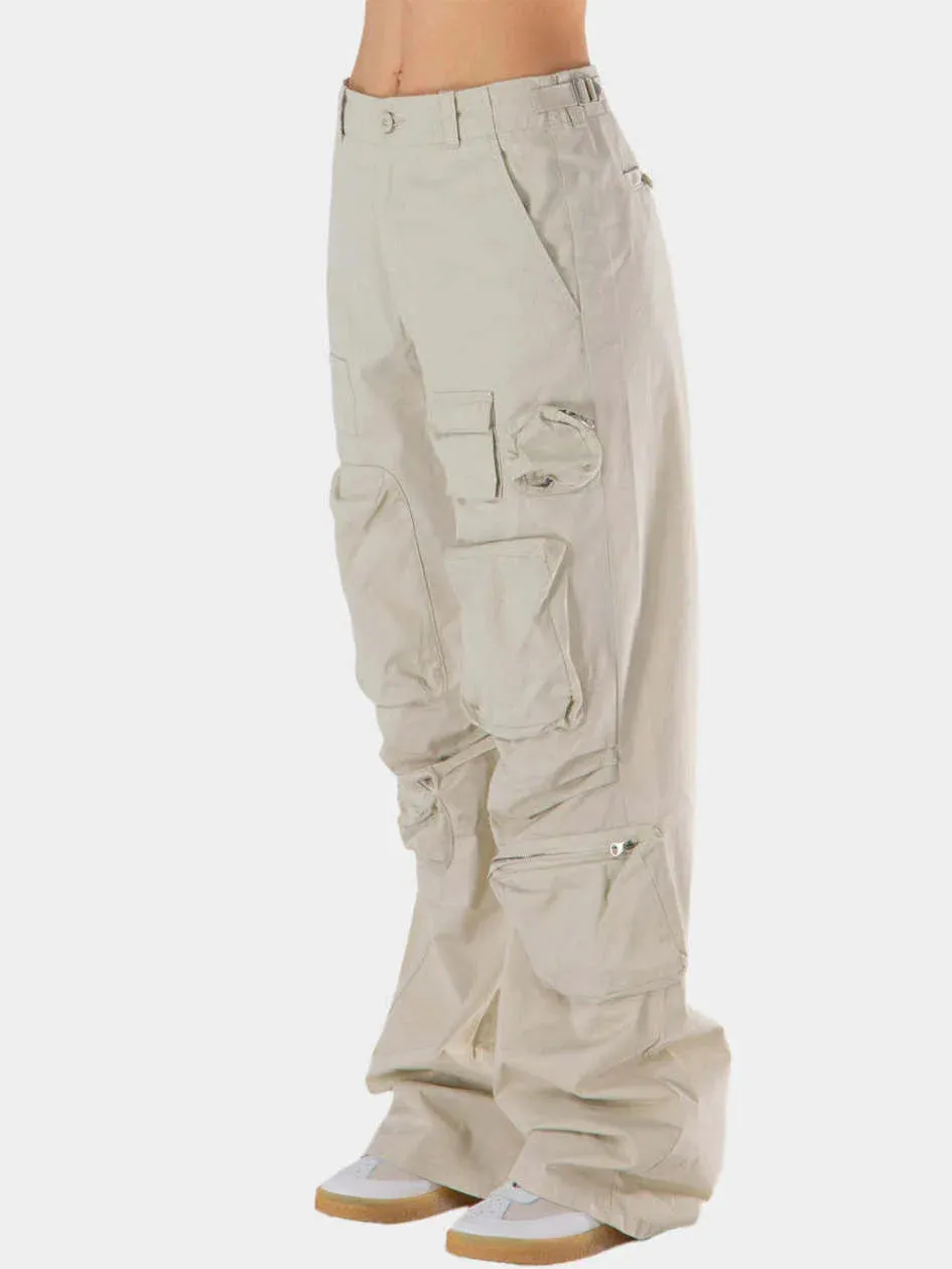 Cargo Pocket Utility Pants in Off-White