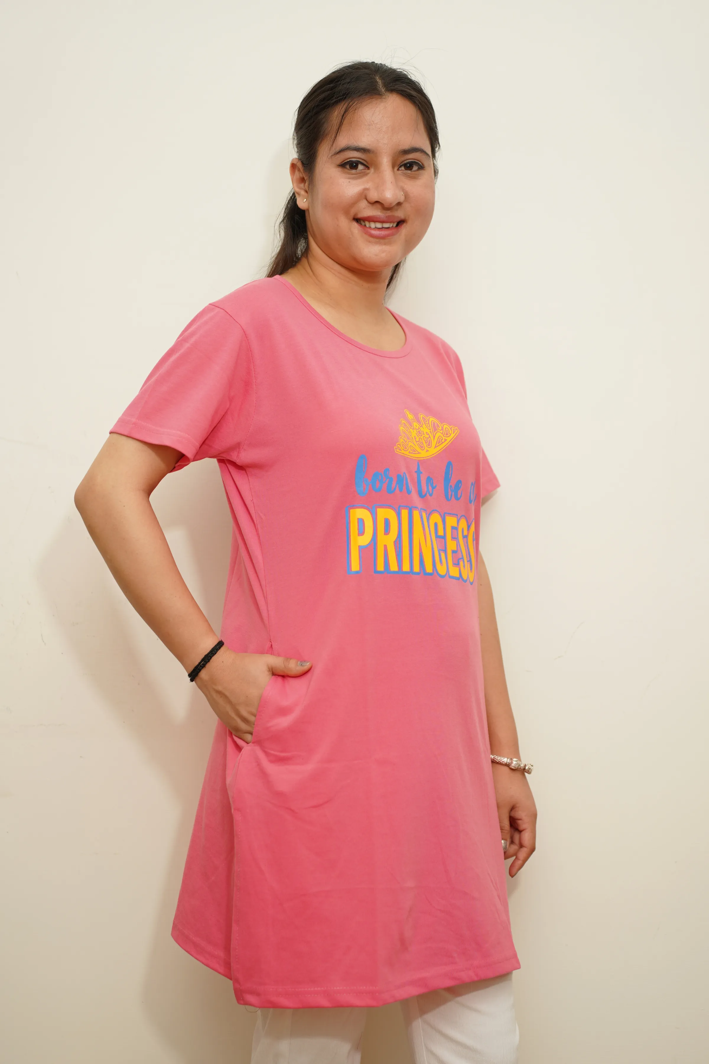 Carrot Pink Women Cotton T-Shirt