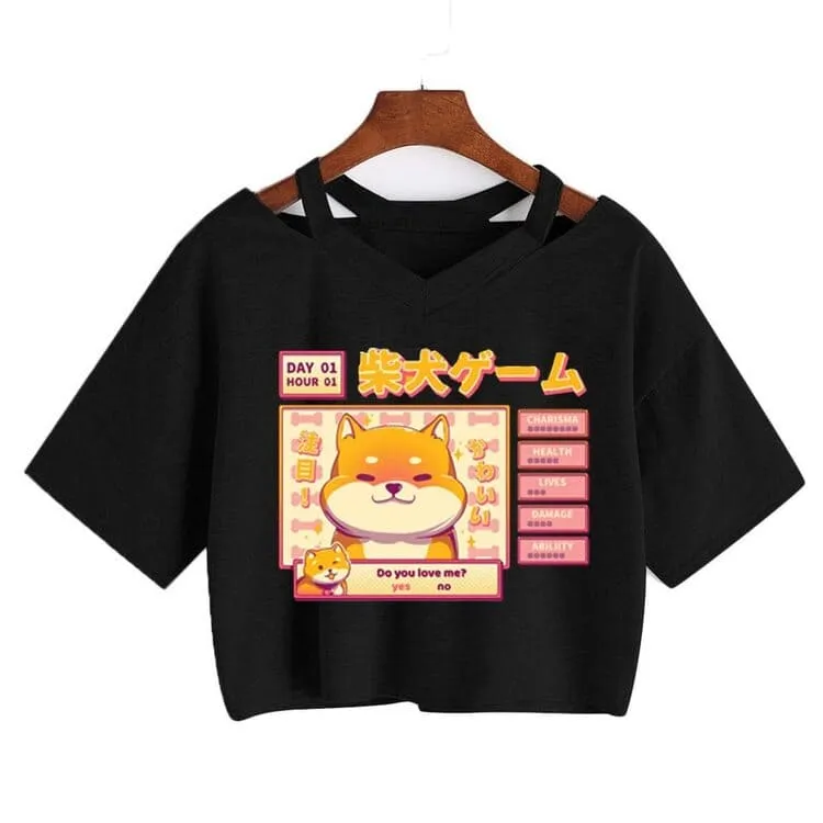 Cartoon Retro 90s Video Game Shiba T-Shirt