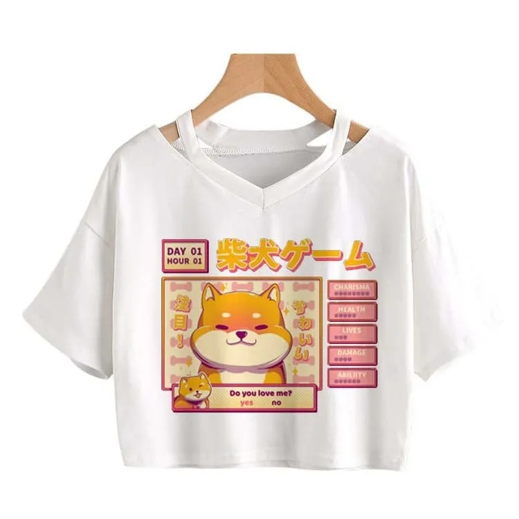 Cartoon Retro 90s Video Game Shiba T-Shirt