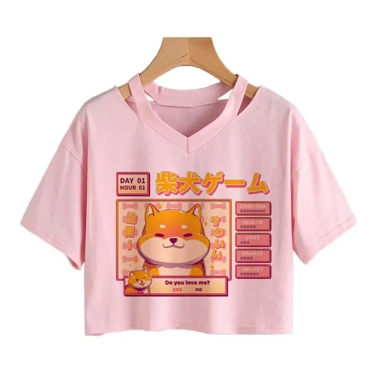 Cartoon Retro 90s Video Game Shiba T-Shirt