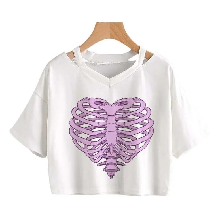 Cartoon Skeleton Heart T-Shirt