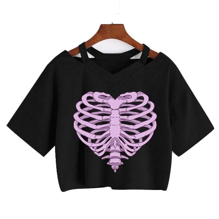 Cartoon Skeleton Heart T-Shirt