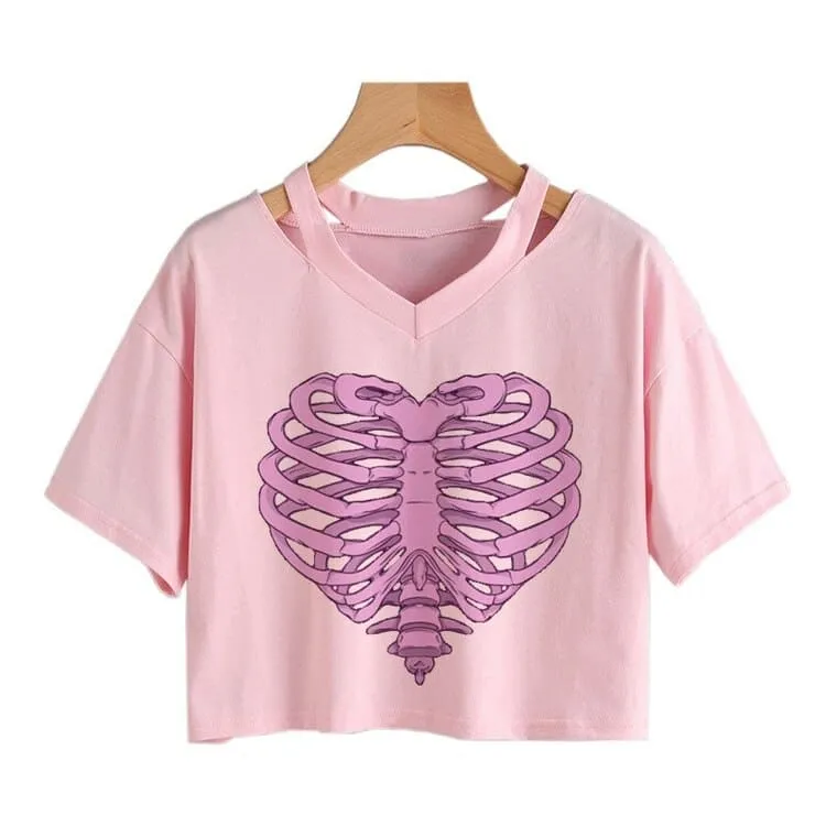 Cartoon Skeleton Heart T-Shirt