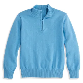 Cashmere Blend Half Zip Pullover -- Blue