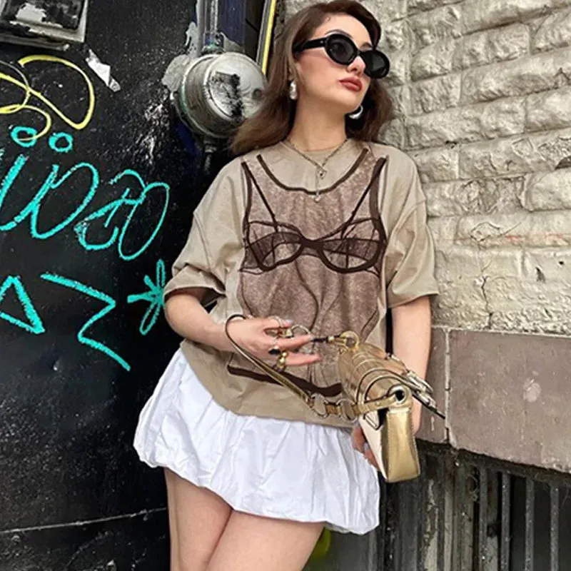 Casual Casual Graphic Print Summer Funny Loose Y2k Harajuku Street T-shirt