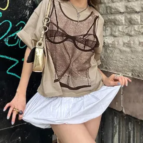 Casual Casual Graphic Print Summer Funny Loose Y2k Harajuku Street T-shirt