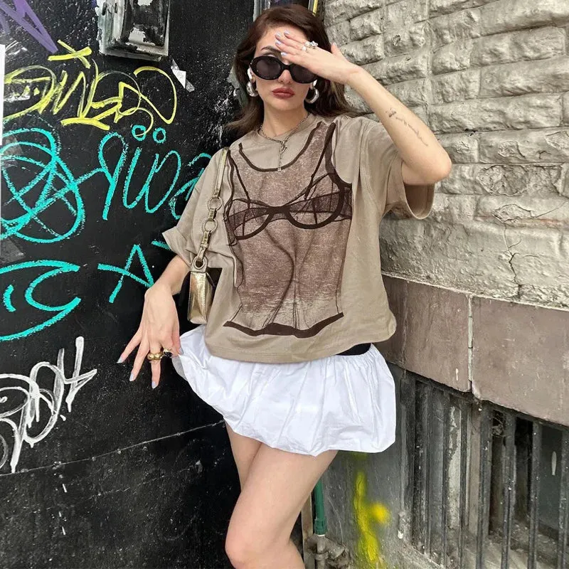 Casual Casual Graphic Print Summer Funny Loose Y2k Harajuku Street T-shirt