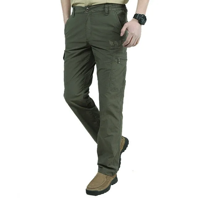 Casual Waterproof Quick-drying Mid Waist Army Pants With Pockets For Male