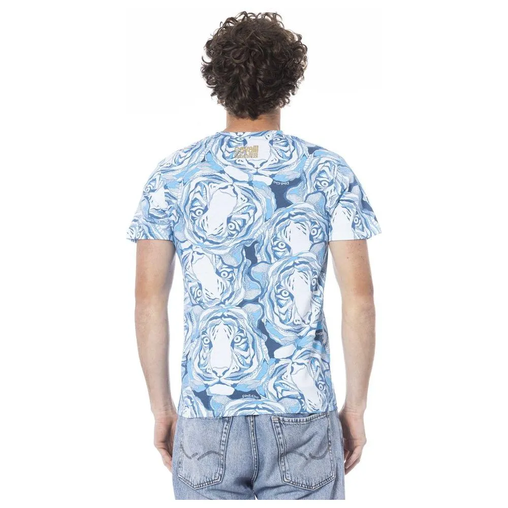 Cavalli Class Light Blue Cotton Men T-Shirt