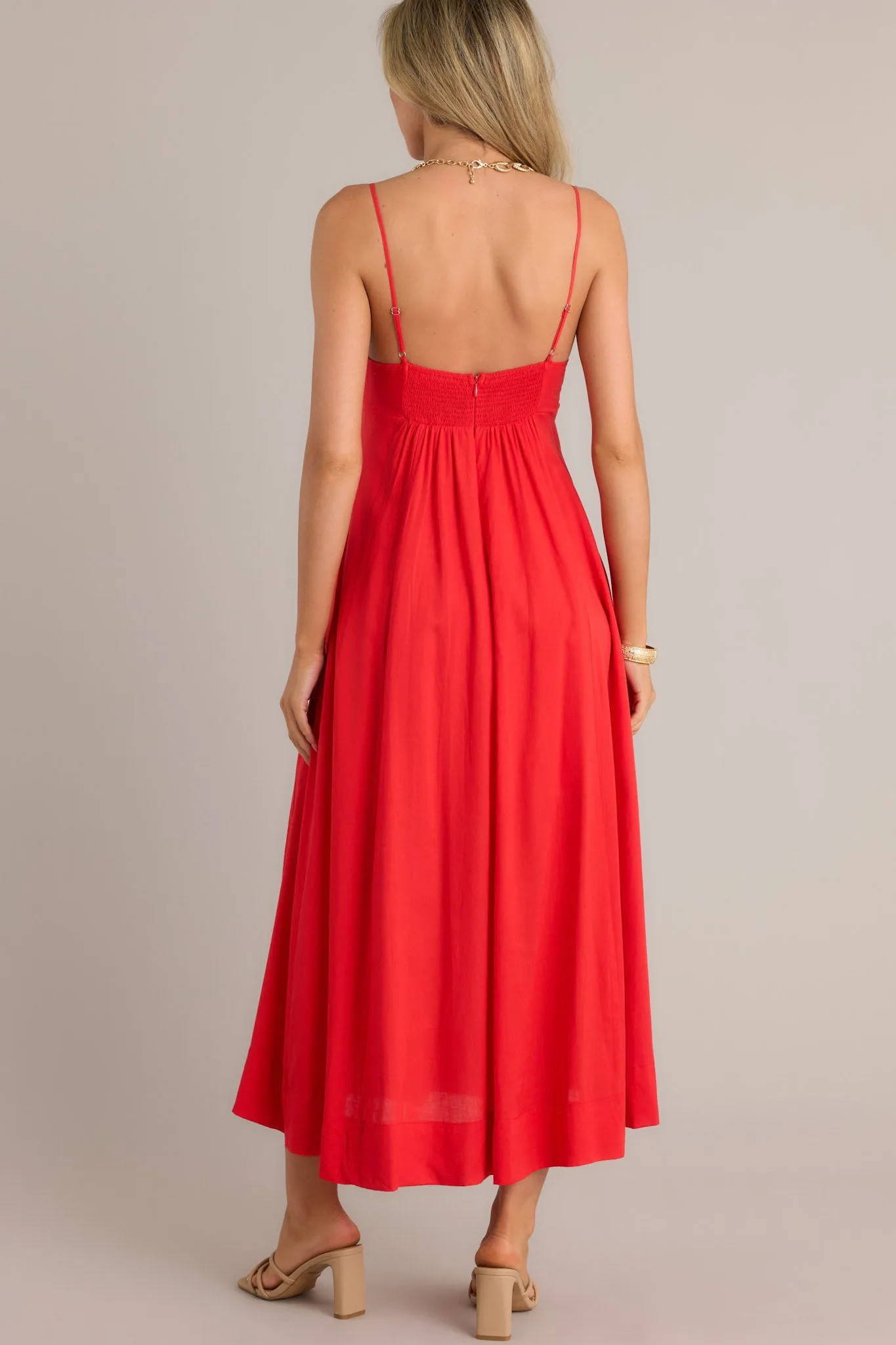 Celestial Beauty Red Bustier Maxi Dress