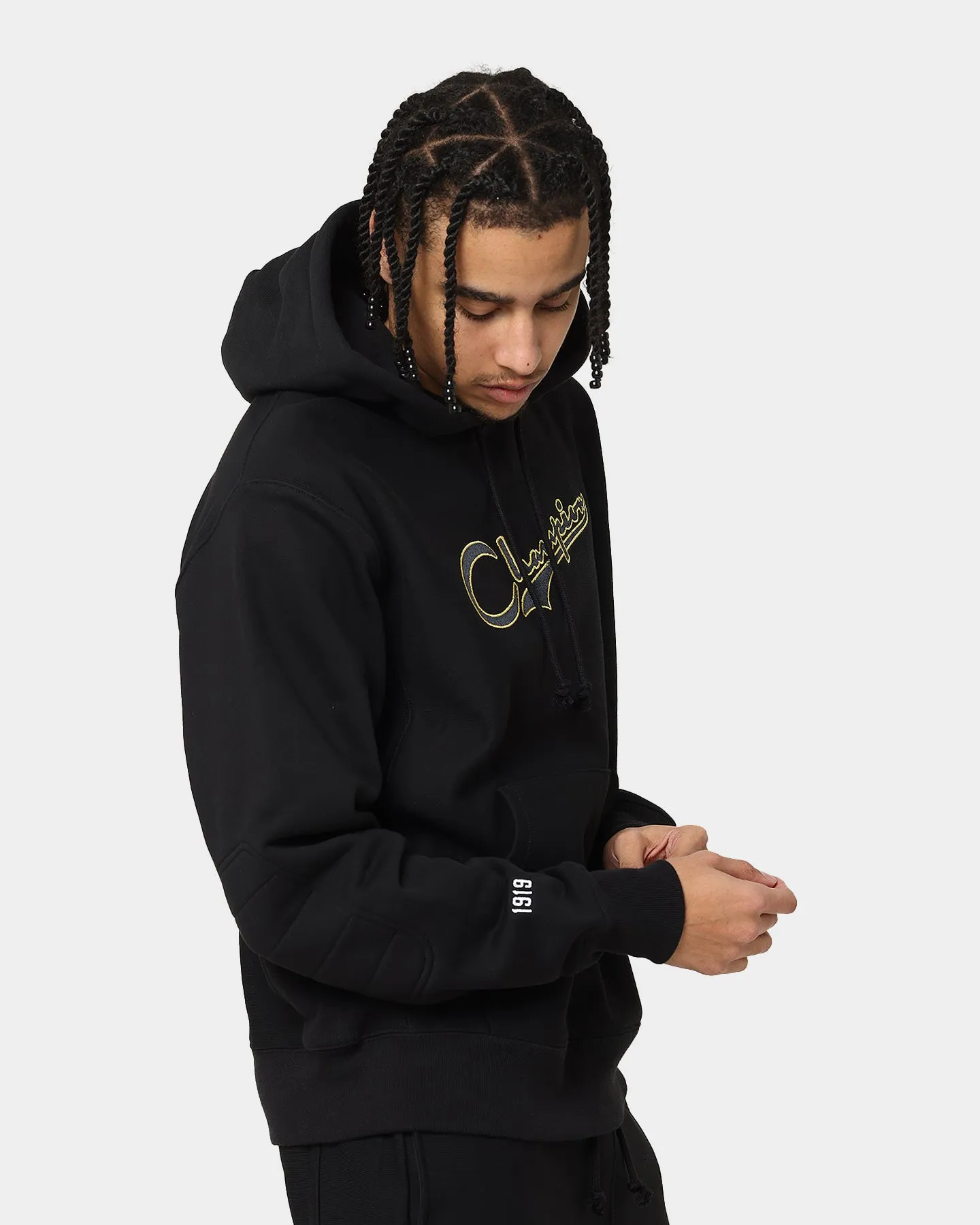 Champion Reverse Weave Archive Script Hoodie Black/Gold