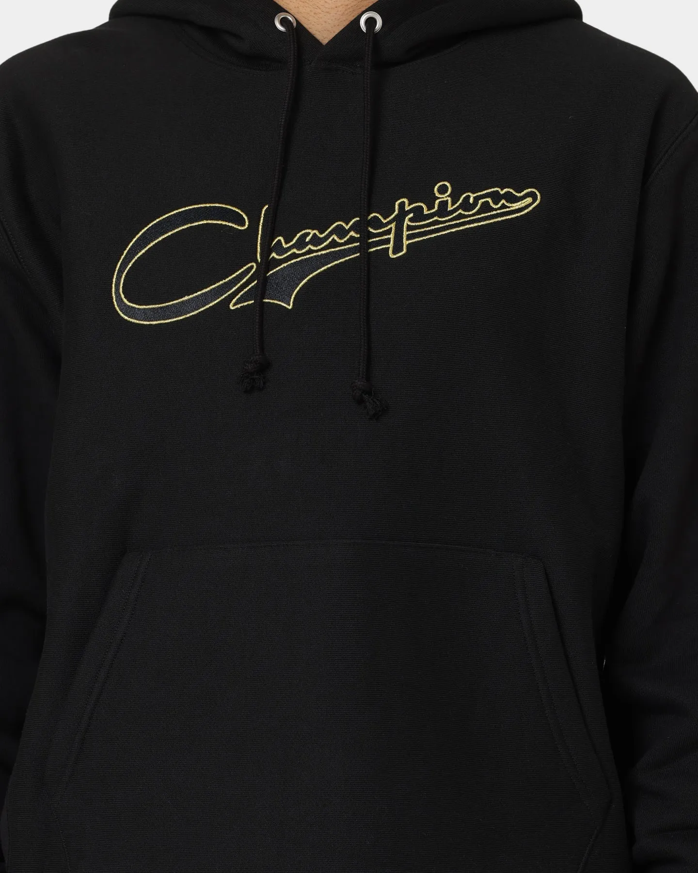 Champion Reverse Weave Archive Script Hoodie Black/Gold