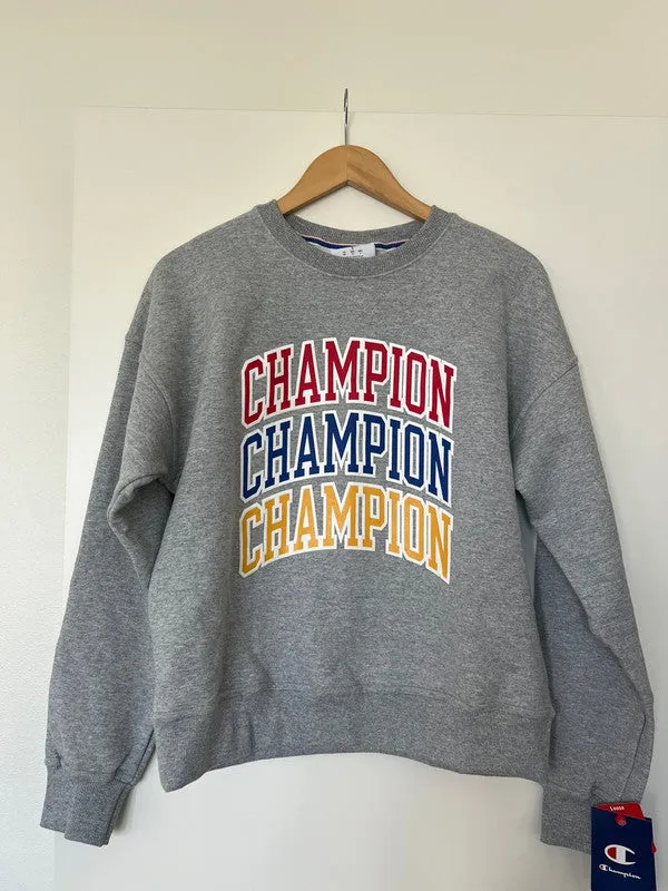 Champion Women's Fleece Pullover Crewneck Sweatshirt Oxford Gray GF535 58601A 023