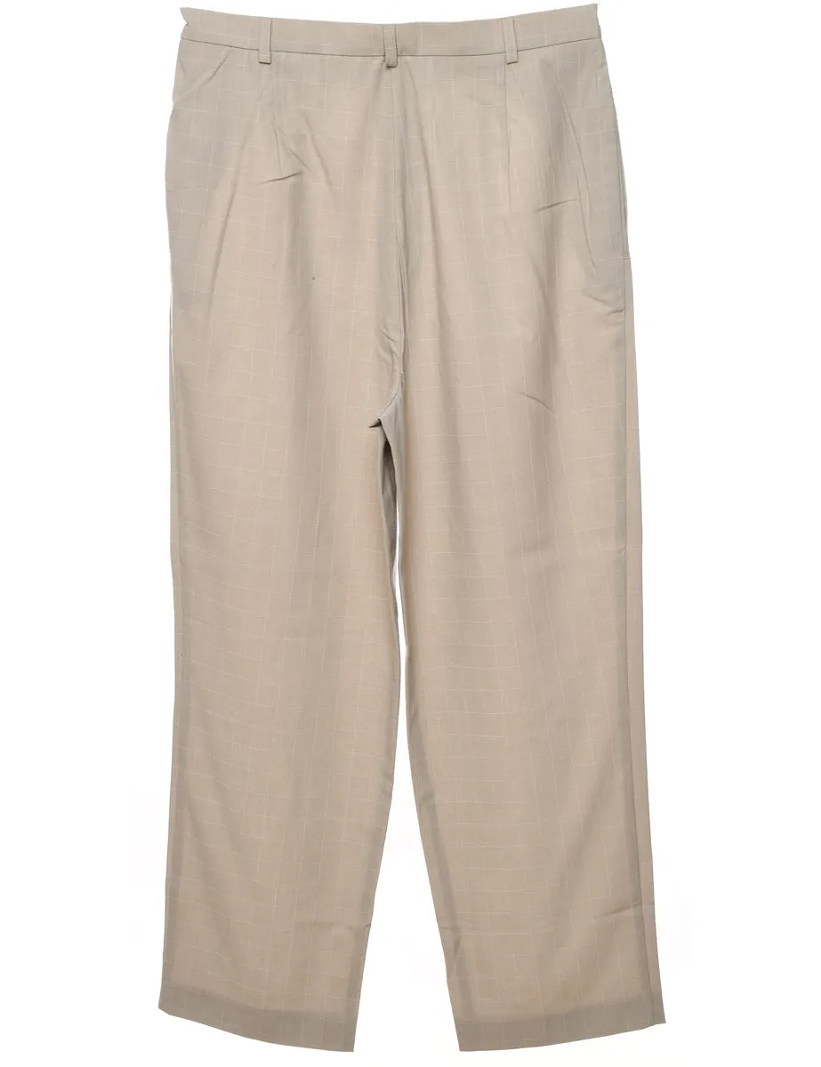 Checked Beige & White Casual Trousers - W31 L28