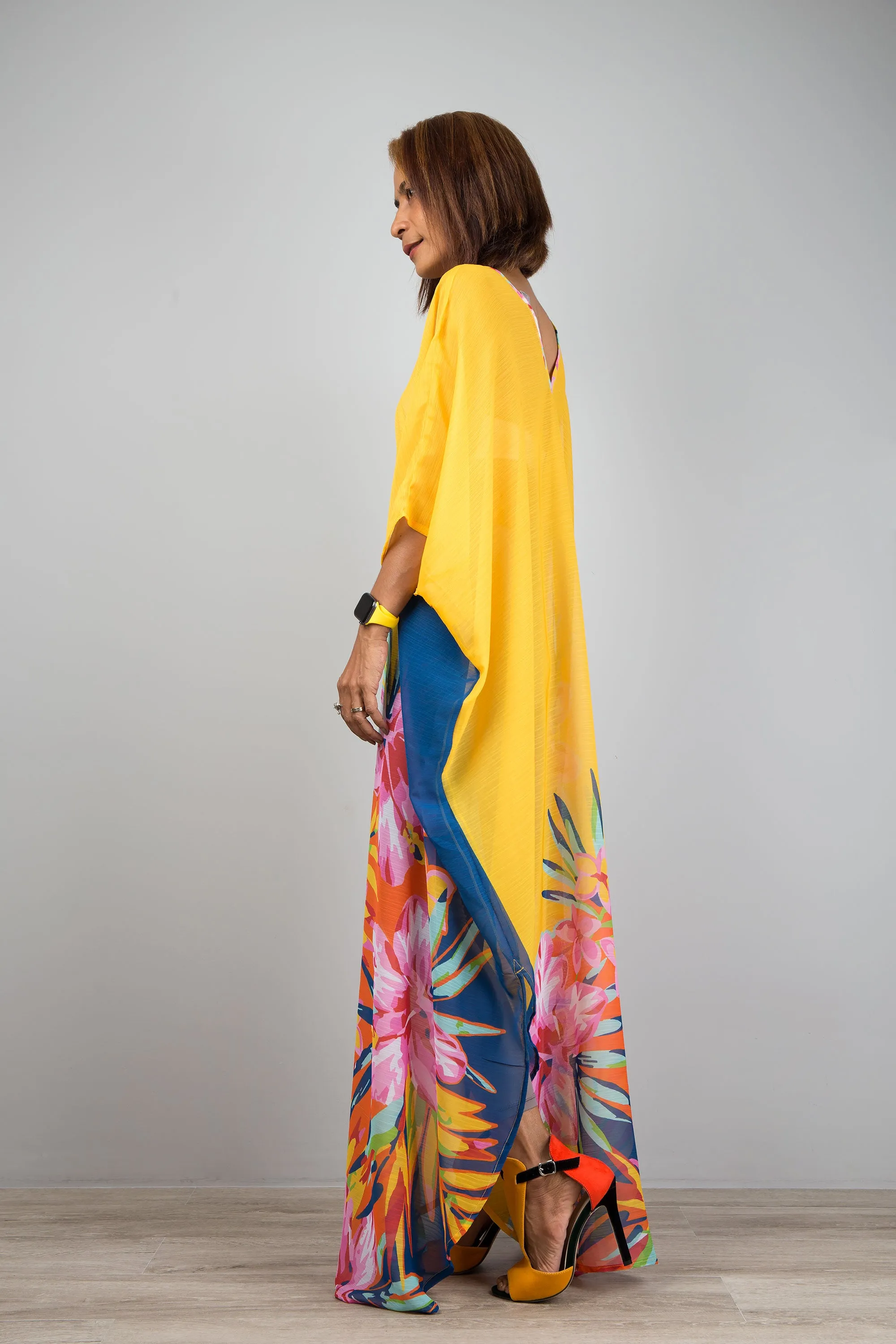 Chiffon kaftan maxi dress