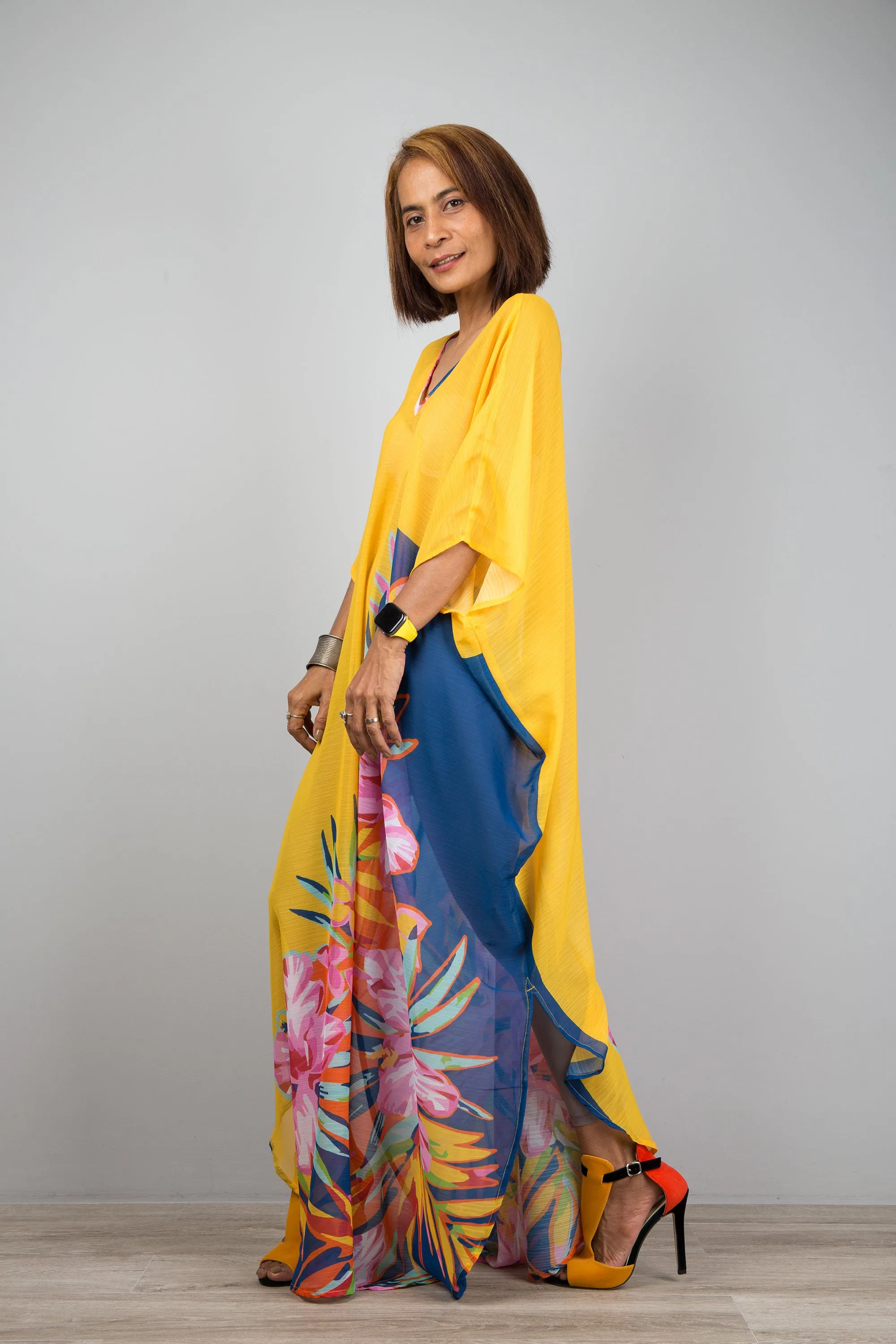 Chiffon kaftan maxi dress