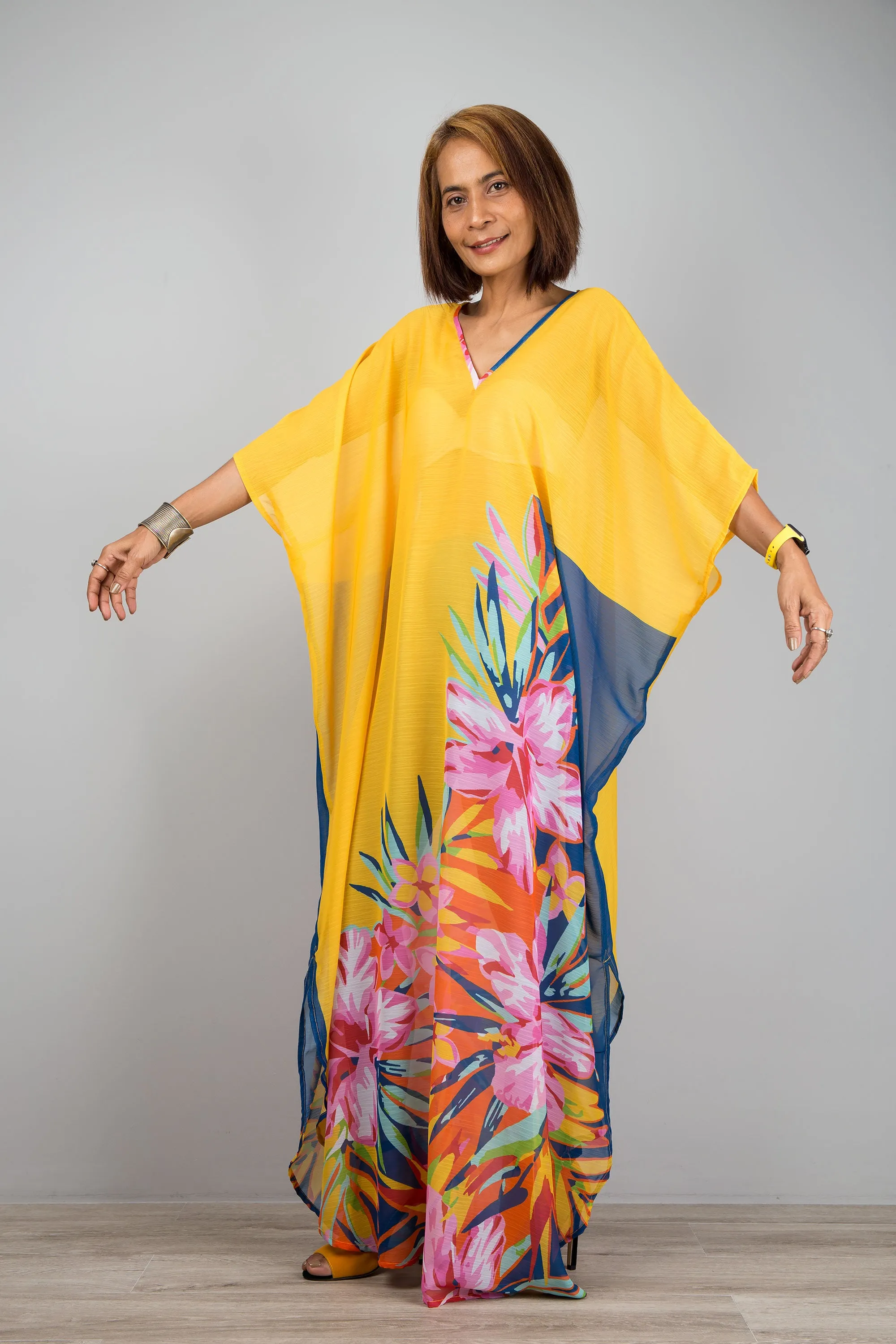 Chiffon kaftan maxi dress