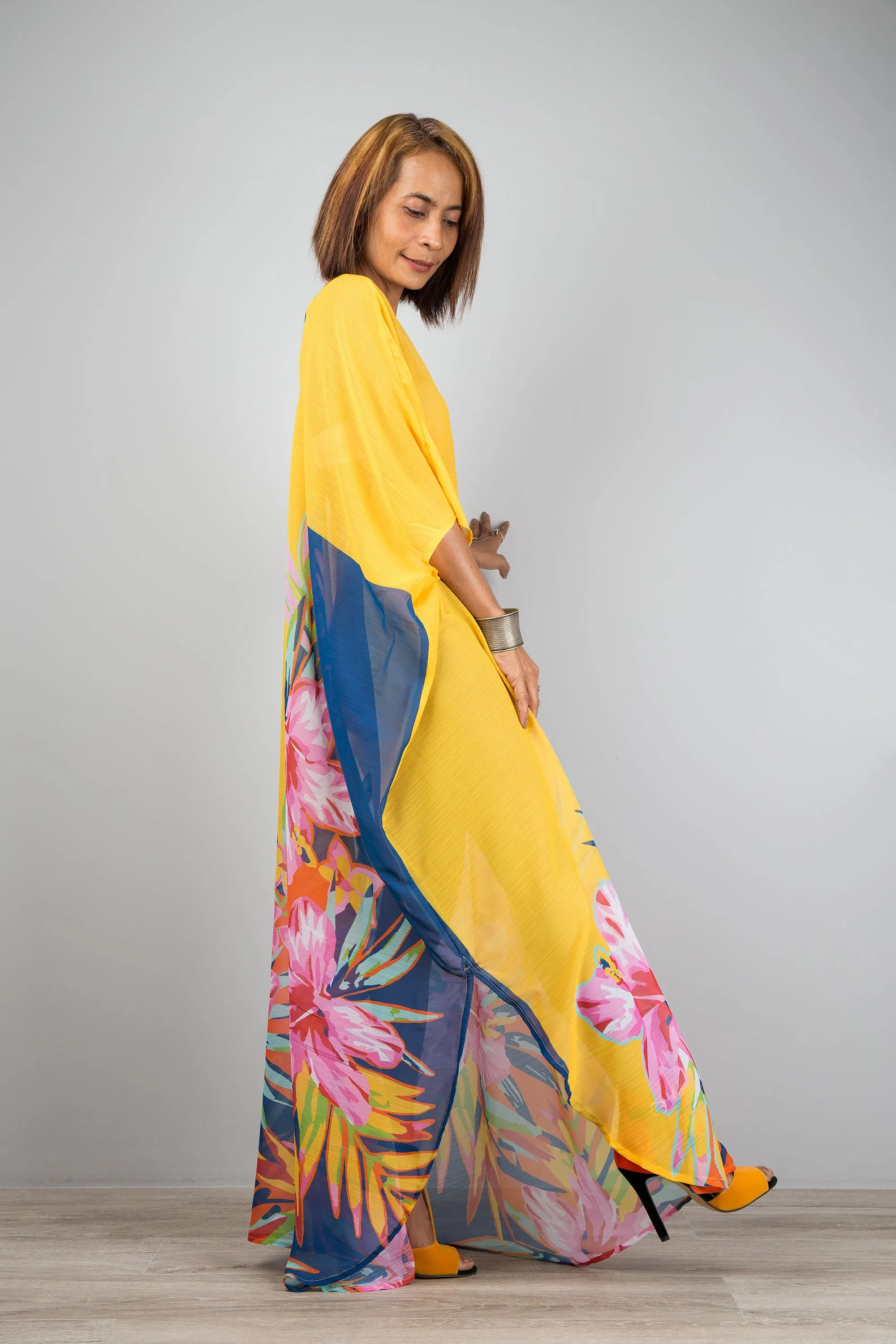 Chiffon kaftan maxi dress