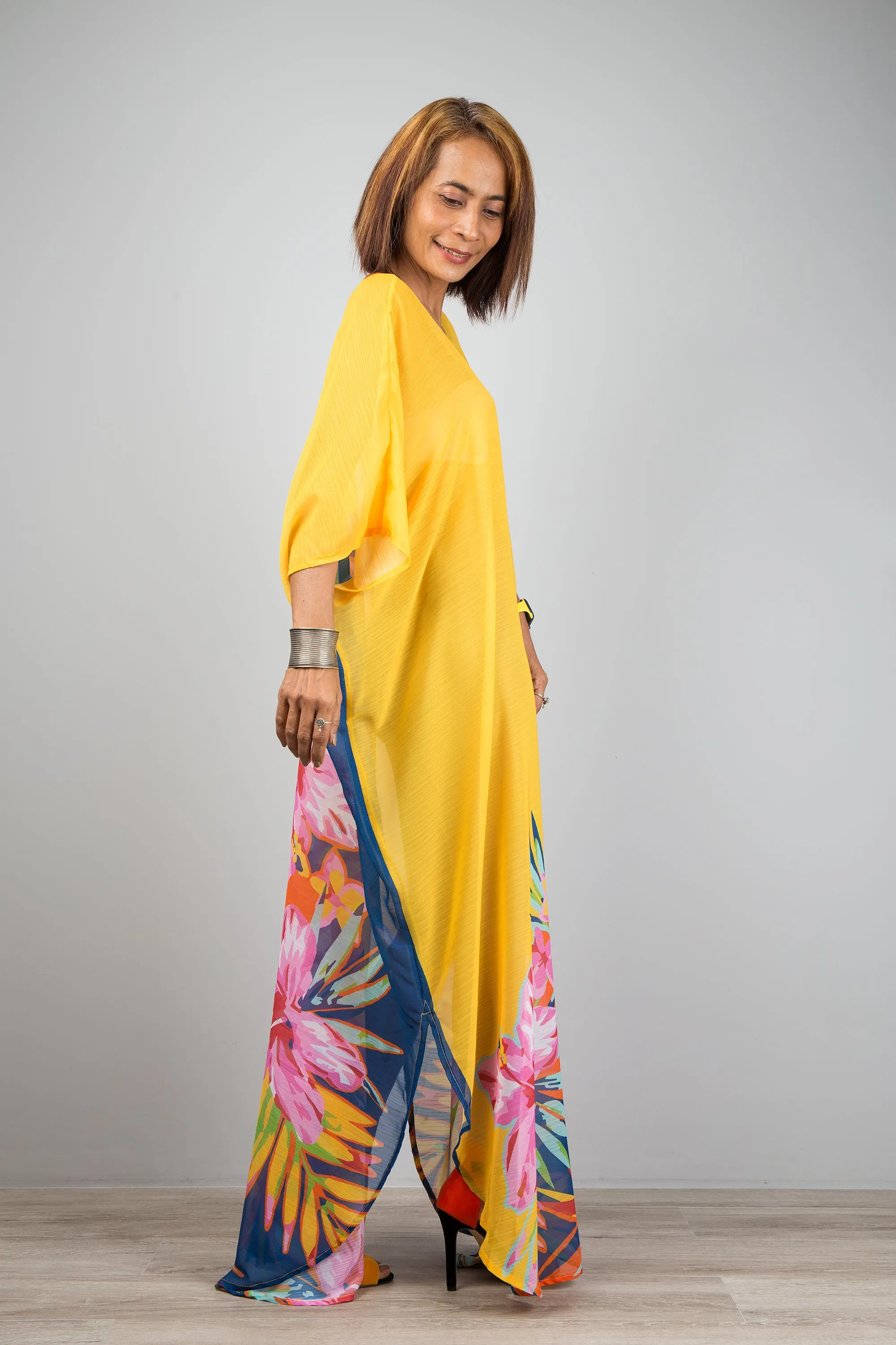 Chiffon kaftan maxi dress